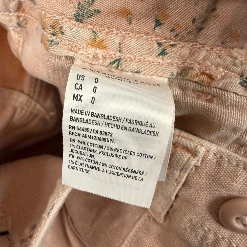 American Eagle Women 0 Dusty Rose Utility Shorts High Rise Raw Hem Stretch 1270